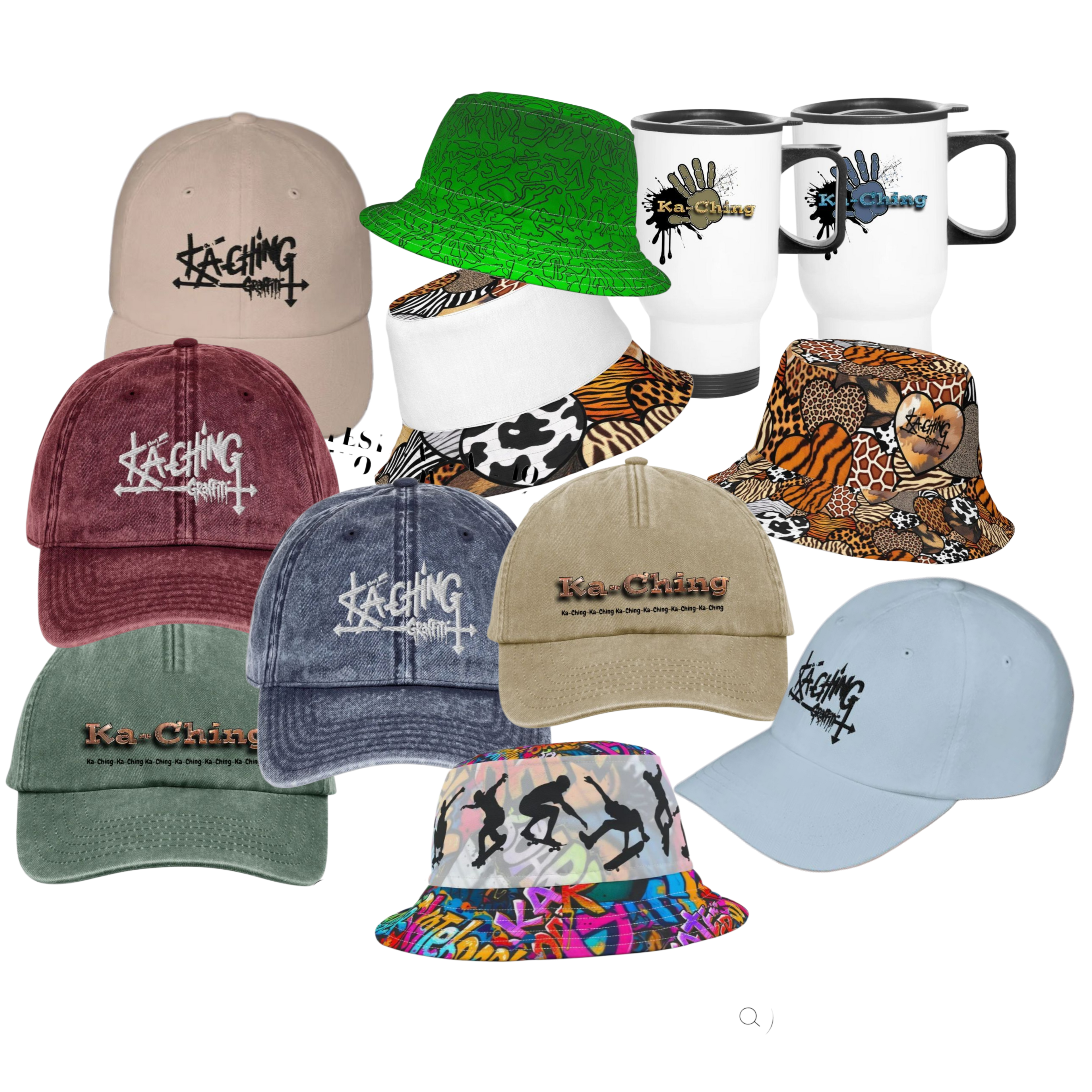 Ka-Ching Graffiti Bucket Hats & caps