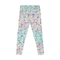 Playful Cat Print Stretchy Pilates/Yoga pants for a Comfortable & Fun exercise session.pink/pale green