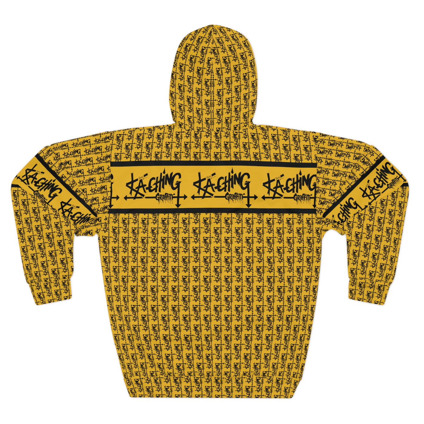 Ka-Ching Graffiti Yellow Hoodie - Unisex Pullover, Streetwear Fashion, Casualwear, Unique Graphic Sweatshirt, Gift for Creative Souls