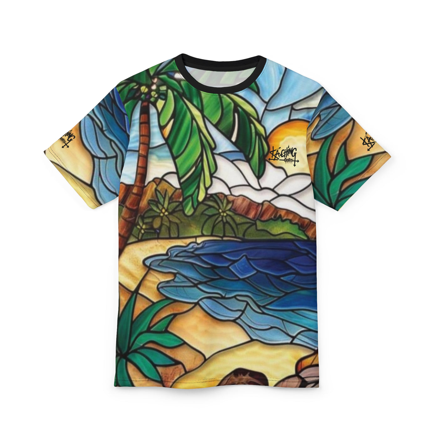 Tropical Glass stainglass Unisex Tee Aqua