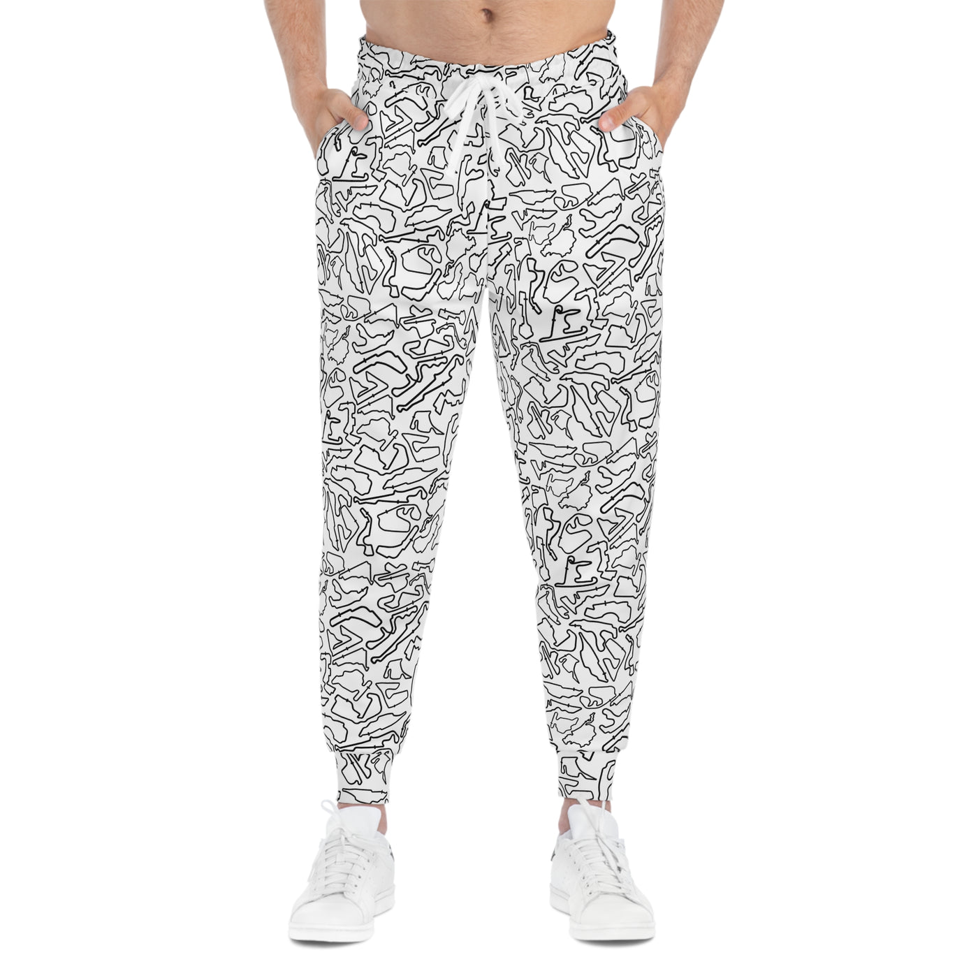 Black white Track Camo unisex Joggers, Casual Lounge