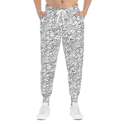 Black white Track Camo unisex Joggers, Casual Lounge