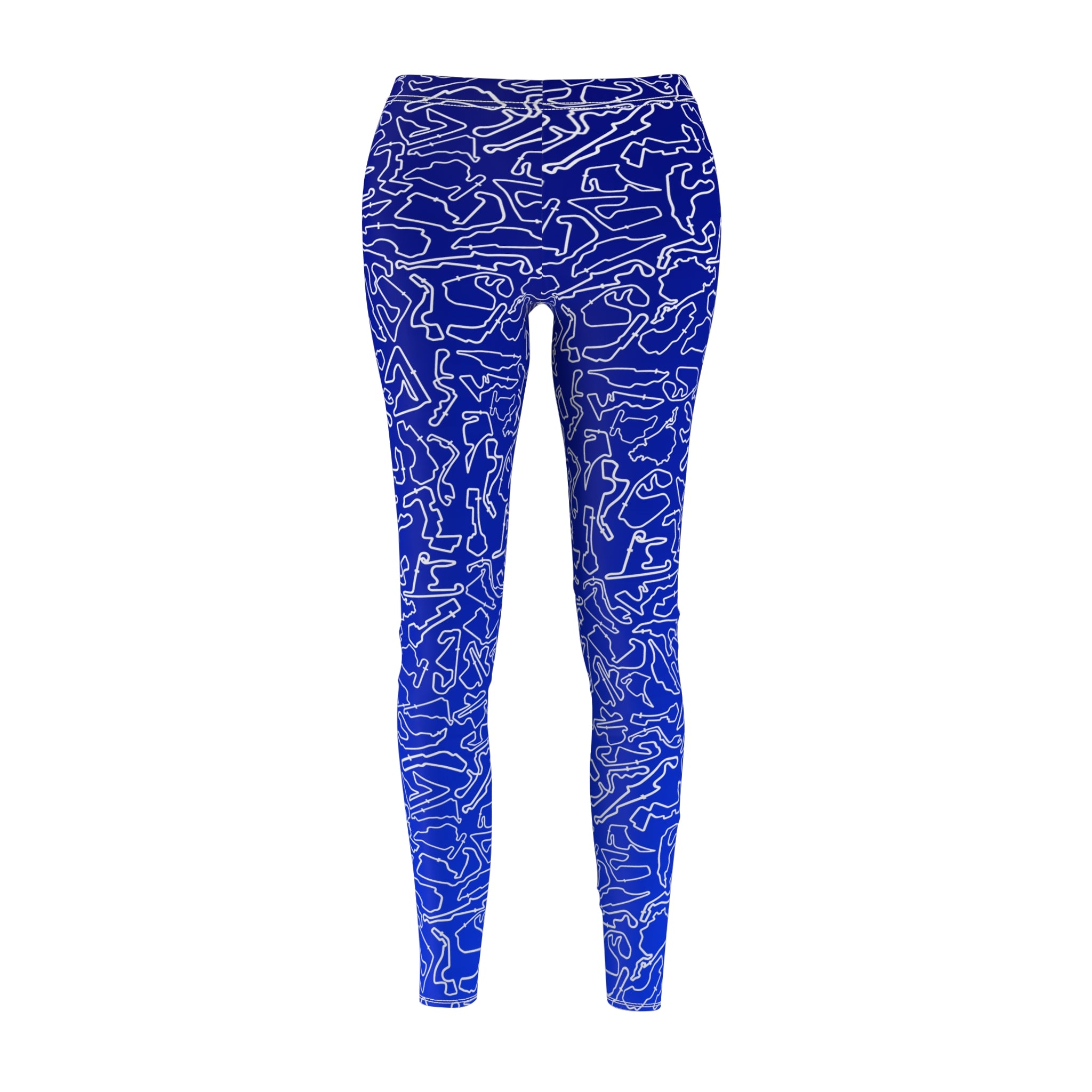 White Blue Track Casual Leggings