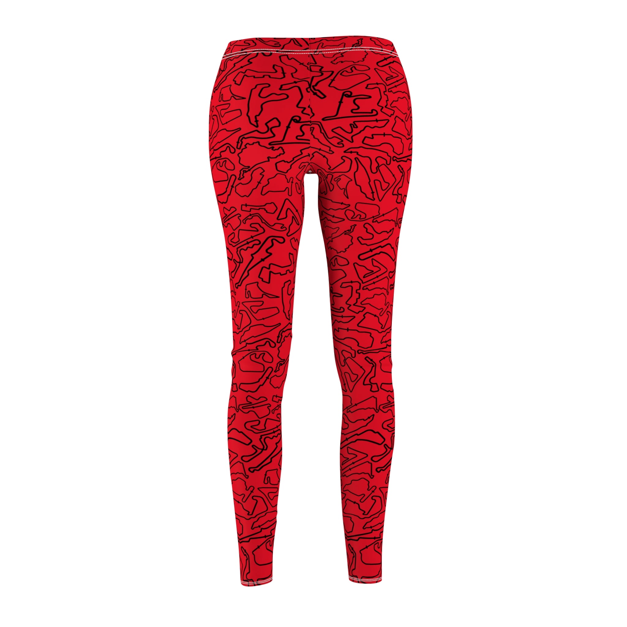 Black Red Track Casual Leggings