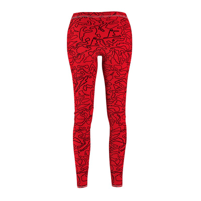 Black Red Track Casual Leggings