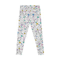 Playful Cat Print Stretchy Pilates/Yoga pants for a Comfortable & Fun exercise session.White