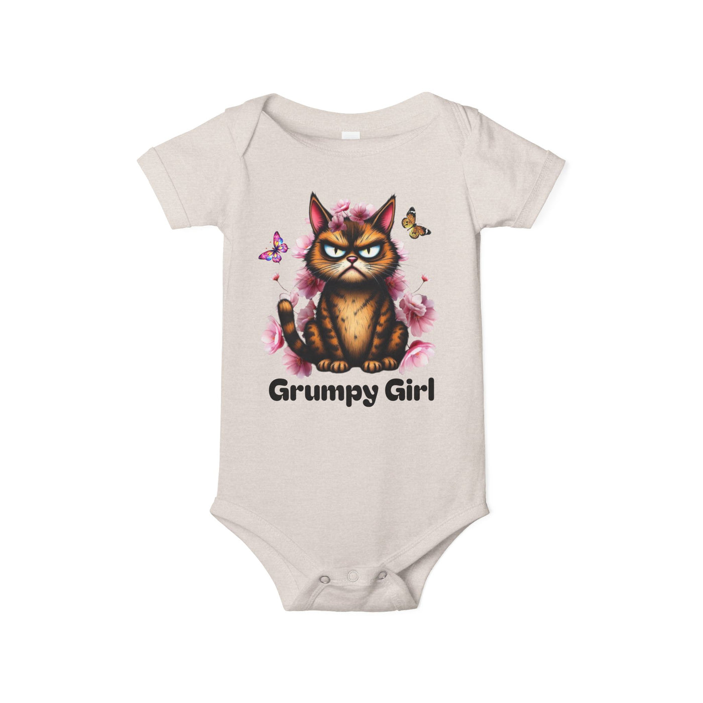 Ka-Ching Grumpy Girl Infant Onesie, Cute Baby Bodysuit.