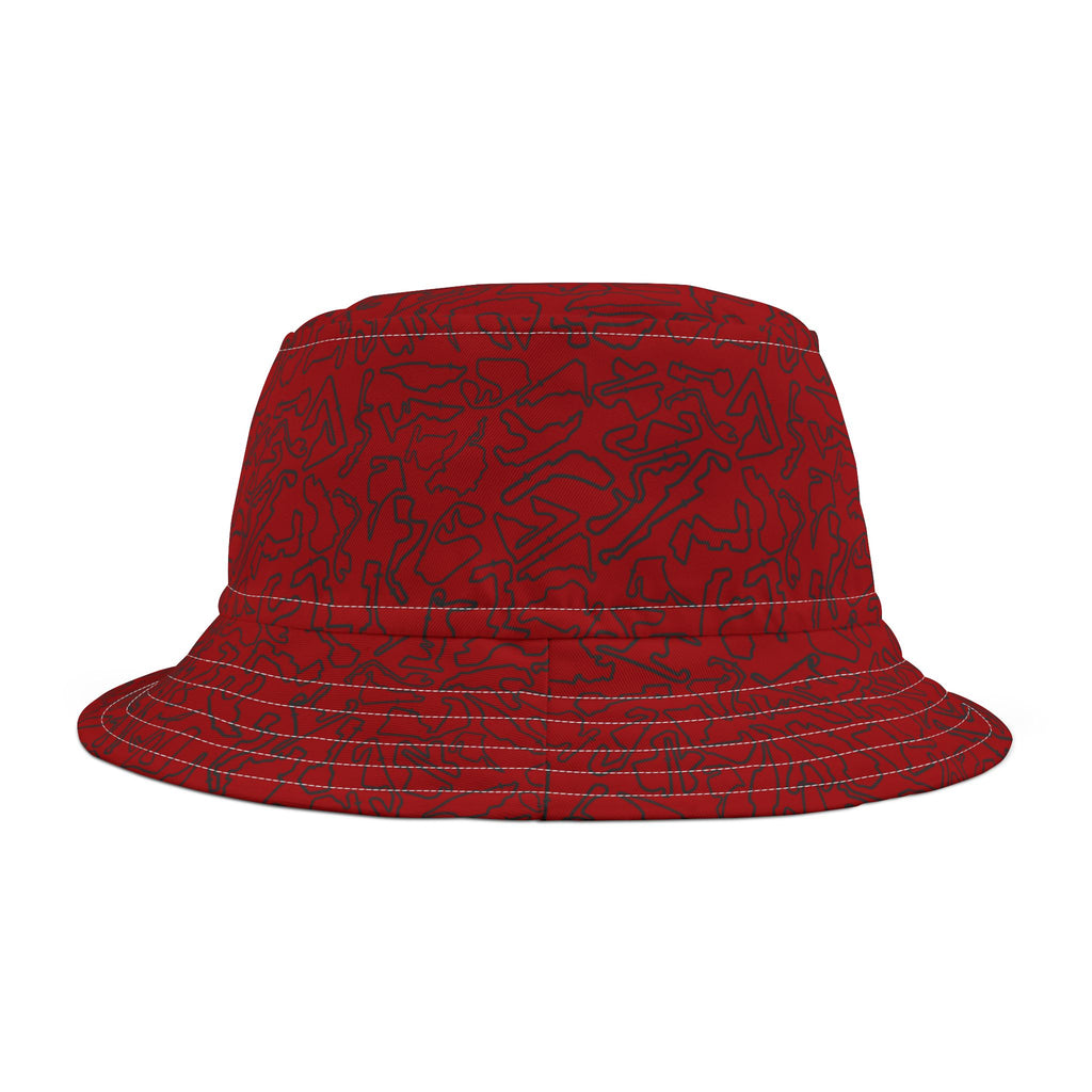 Dark Red Track Camo Bucket hat , Festival Fashion, Gift for Fashion Lovers, AOP Design