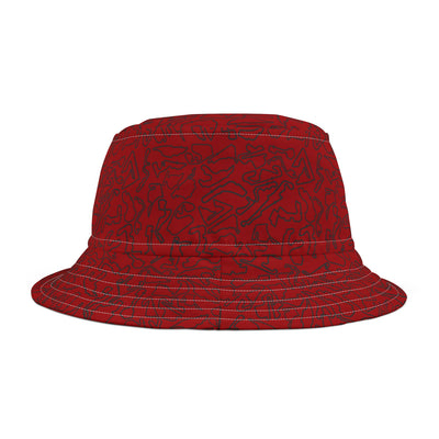Dark Red Track Camo Bucket hat , Festival Fashion, Gift for Fashion Lovers, AOP Design