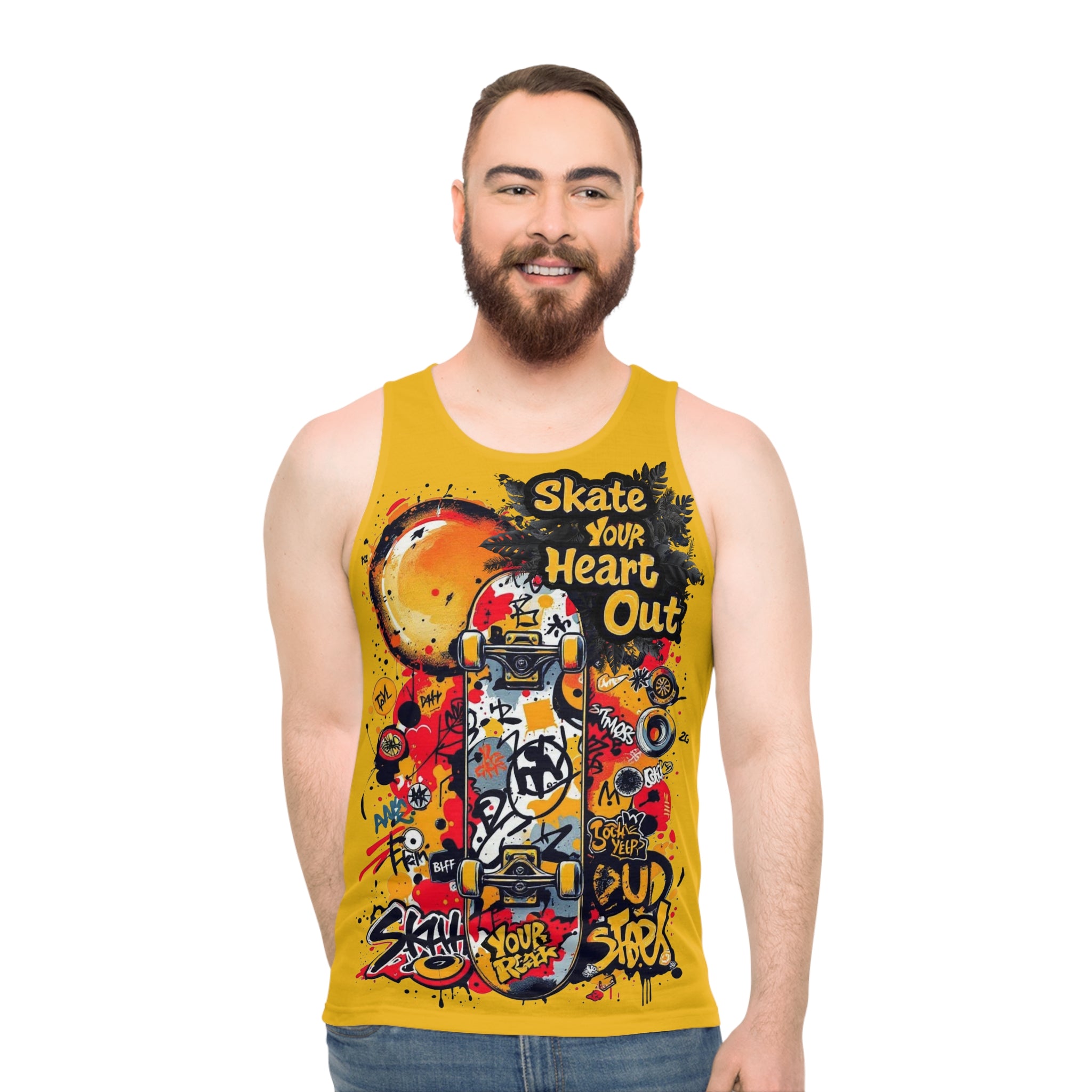Skate Your Heart Out, Tank Vest, Yellow