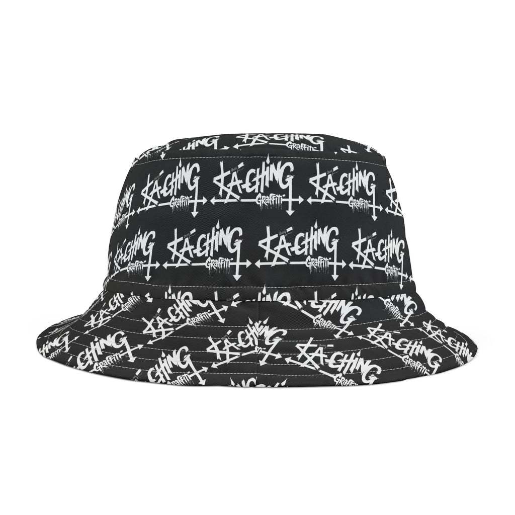 Ka-Ching Graffiti Black bucket hat , Festival Fashion, Gift for Fashion Lovers, AOP Design