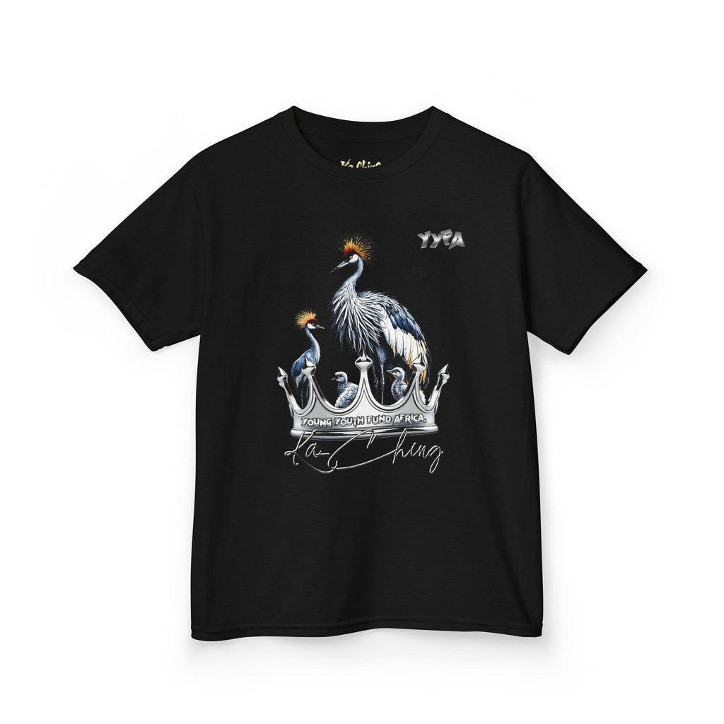 YYFA Kids T-Shirt — Crowned Crested Cranes Graphic Tee ("Rare King")