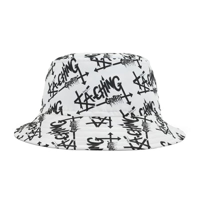 Ka-Ching Graffiti White bucket hat , Festival Fashion, Gift for Fashion Lovers, AOP Design