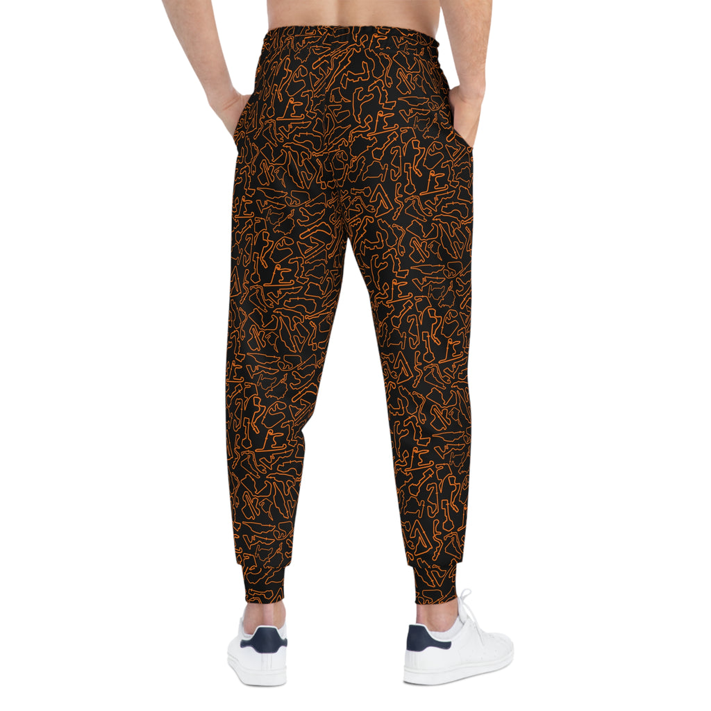 Orange black Track Camo unisex Joggers, Casual Lounge