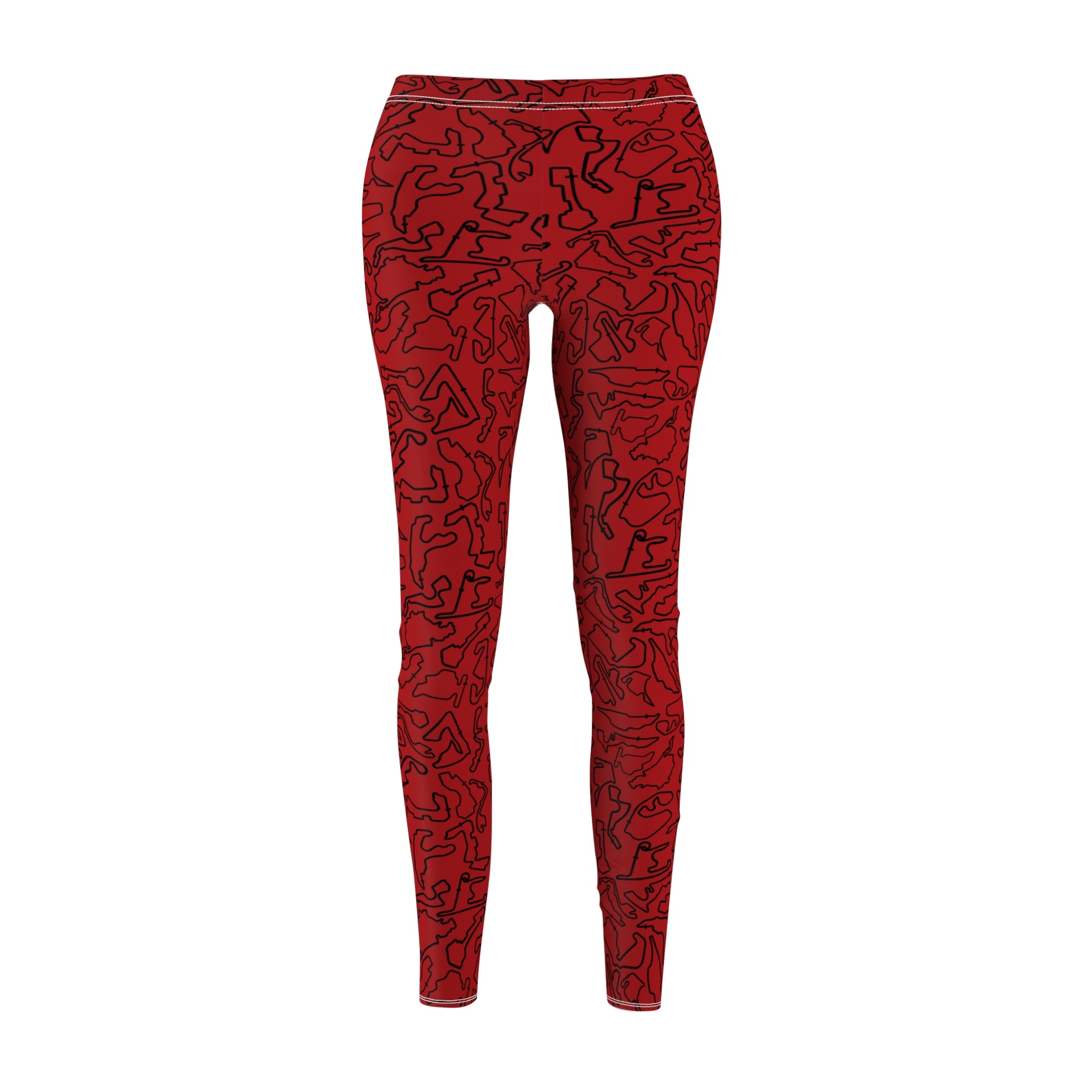 Black Red Track Red Casual Leggings