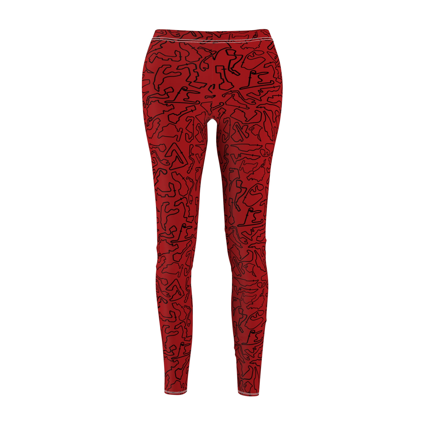 Black Red Track Red Casual Leggings