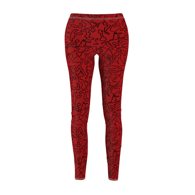 Black Red Track Red Casual Leggings