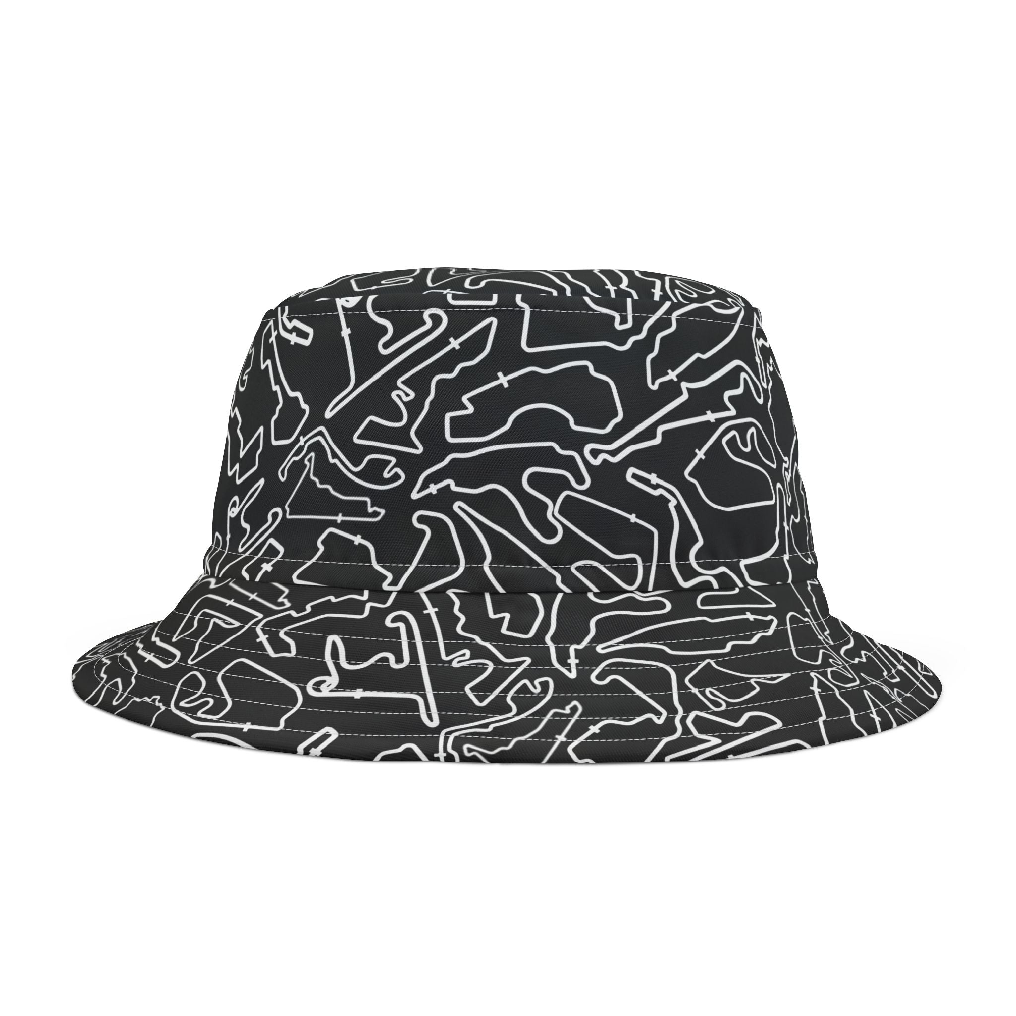 White Black Track Camo black bucket hat , Festival Fashion, Gift for Fashion Lovers, AOP Design