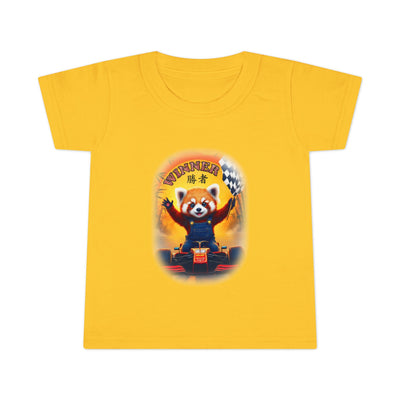 Playful red Panda Driving Toddler T-Shirt | Cute Kids Graphic Tee for Fun Adventures