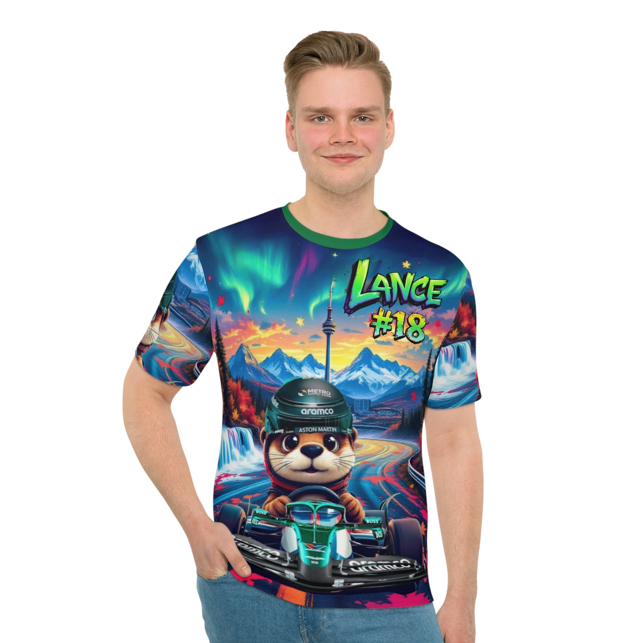 Motorsports unisex Lance  #18 T-Shirt - Colorful Racing Design - Perfect for Motorsport Fans