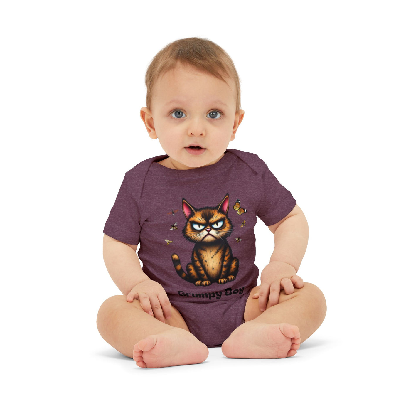 Ka-Ching Grumpy Boy Infant Onesie, Cute Baby Bodysuit.