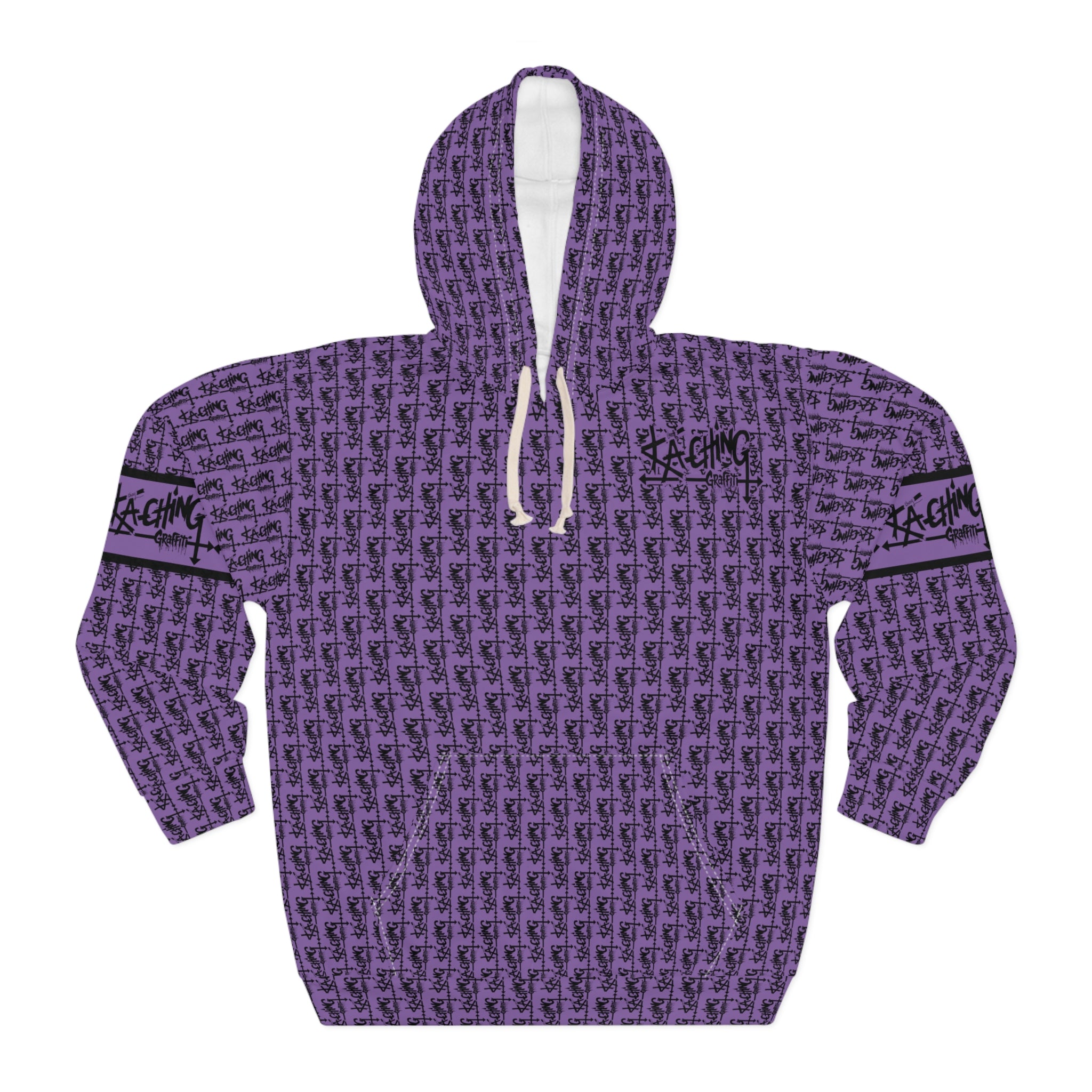 Ka-Ching Graffiti Purple Hoodie - Unisex Pullover, Streetwear Fashion, Casualwear, Unique Graphic Sweatshirt, Gift for Creative Souls