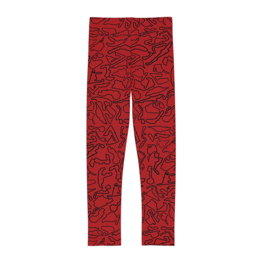 Black Dark red Track print Red kids Leggings, Activewear, Fashionable