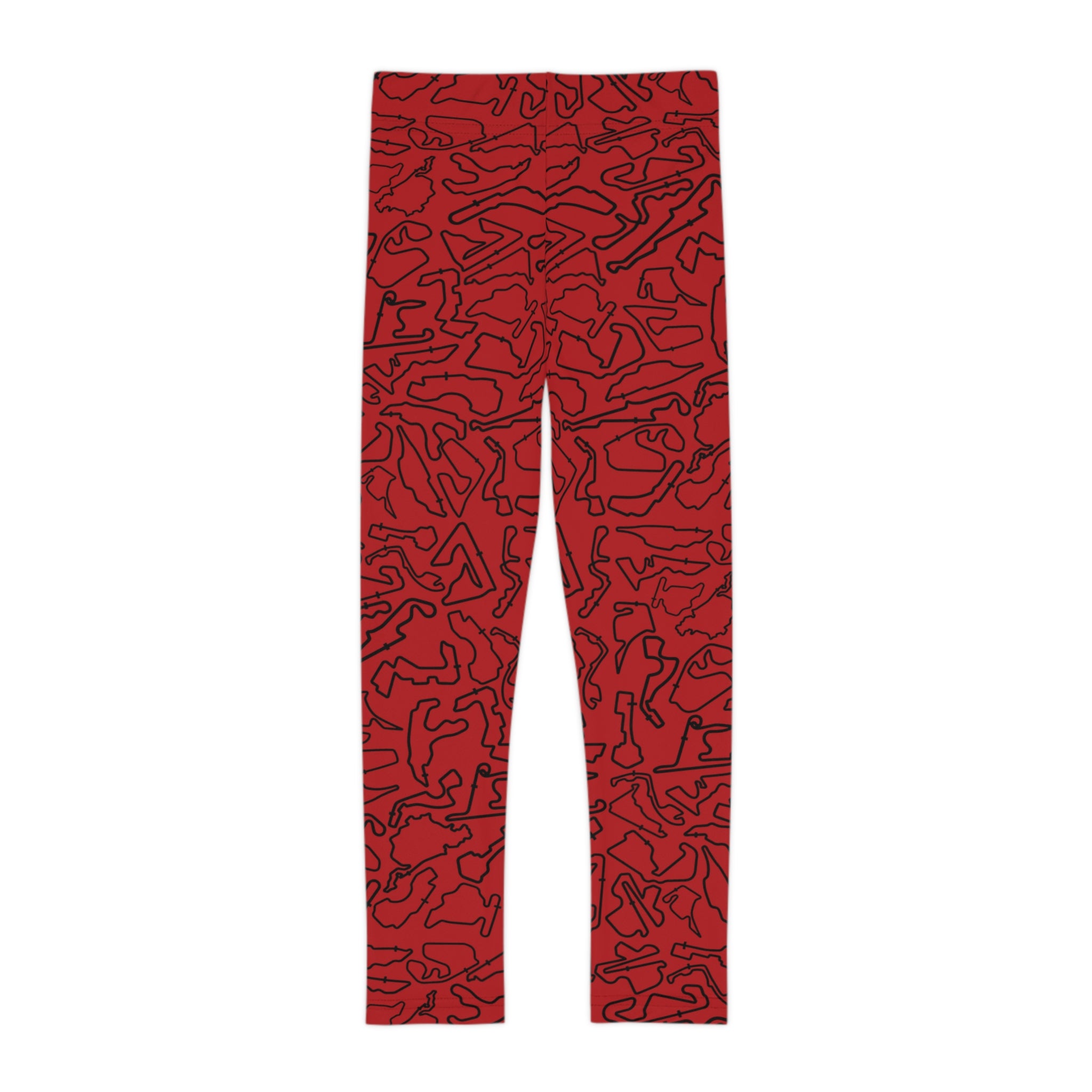 Black Dark red Track print Red kids Leggings, Activewear, Fashionable