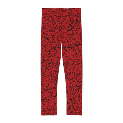 Black Dark red Track print Red kids Leggings, Activewear, Fashionable
