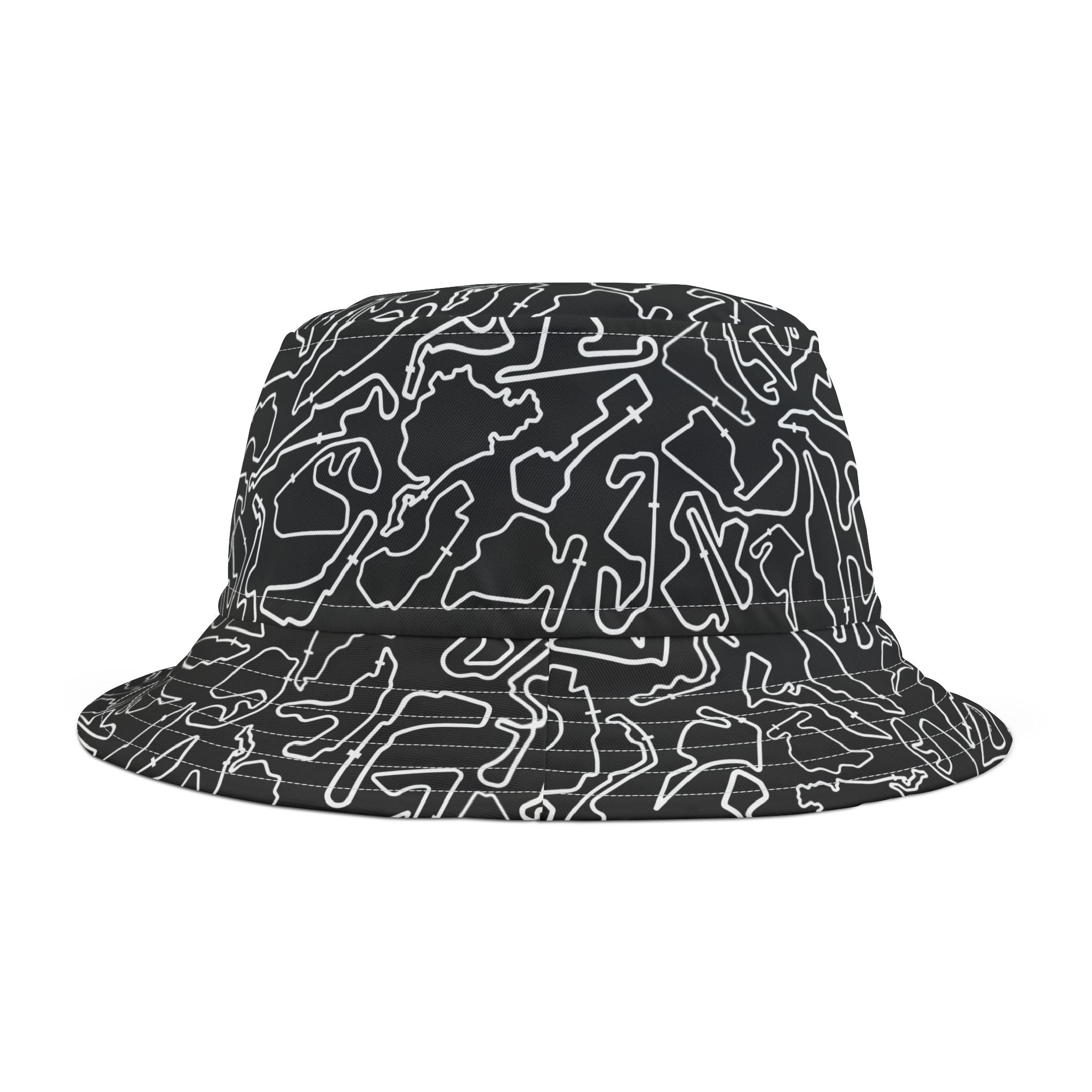 White Black Track Camo black bucket hat , Festival Fashion, Gift for Fashion Lovers, AOP Design