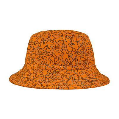 Orange Track Camo Bucket hat, Festival Fashion, Gift for Fashion Lovers, AOP Design