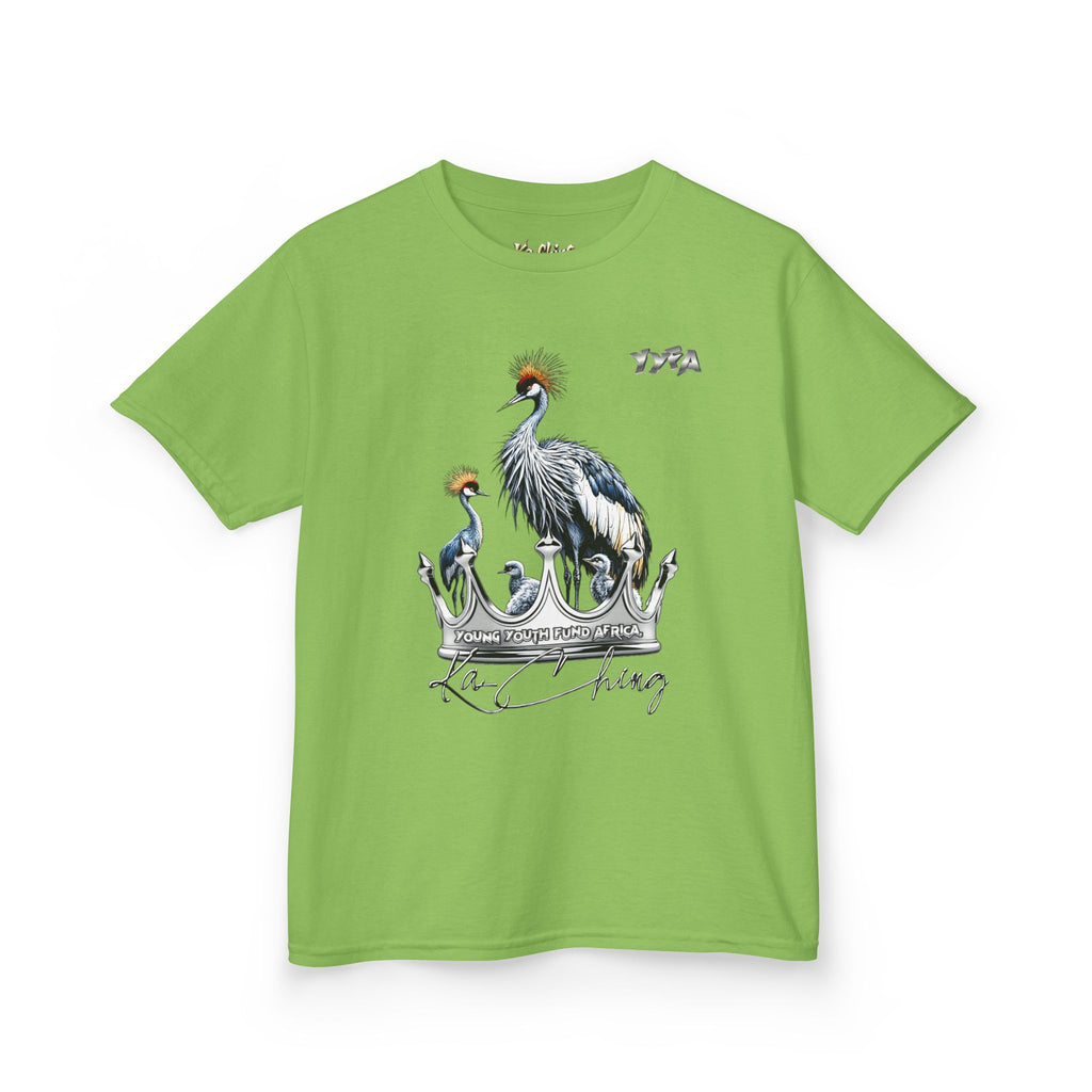 YYFA Kids T-Shirt — Crowned Crested Cranes Graphic Tee ("Rare King")
