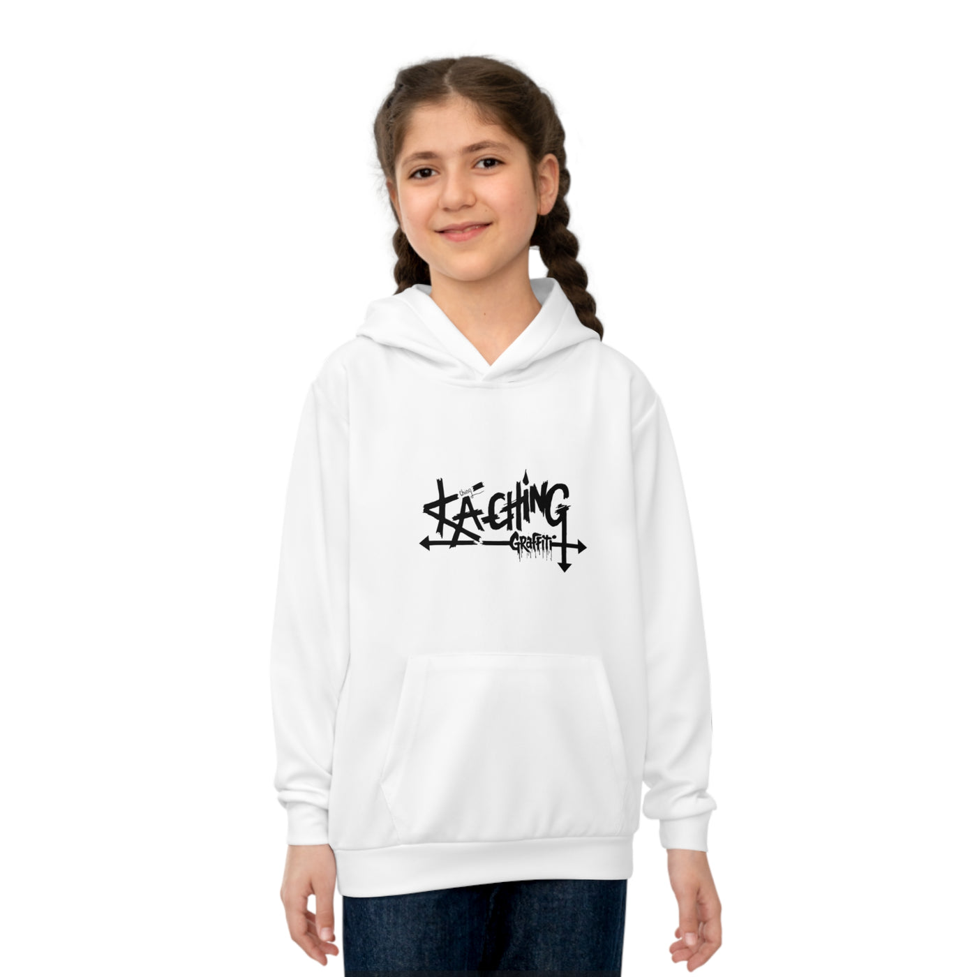 Ka-Ching Graffiti Children's Hoodie, Playful Kids Sweatshirt, Stylish Hoodie, Trendy Youth Apparel, Perfect for Gift, Streetwear Style