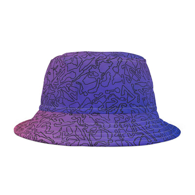 Blue Pink Track Camo bucket hat , Festival Fashion, Gift for Fashion Lovers, AOP Design