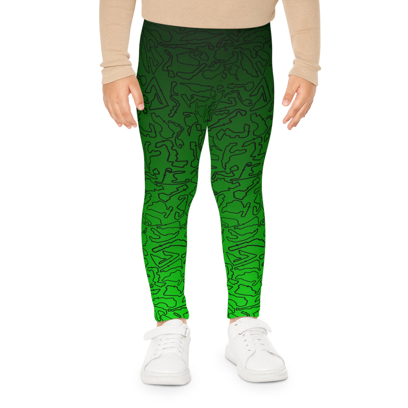 Track print Dark to light Green kids Leggings, Activewear, Fashionable