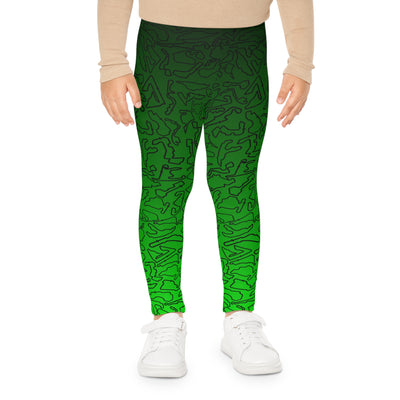 Track print Dark to light Green kids Leggings, Activewear, Fashionable