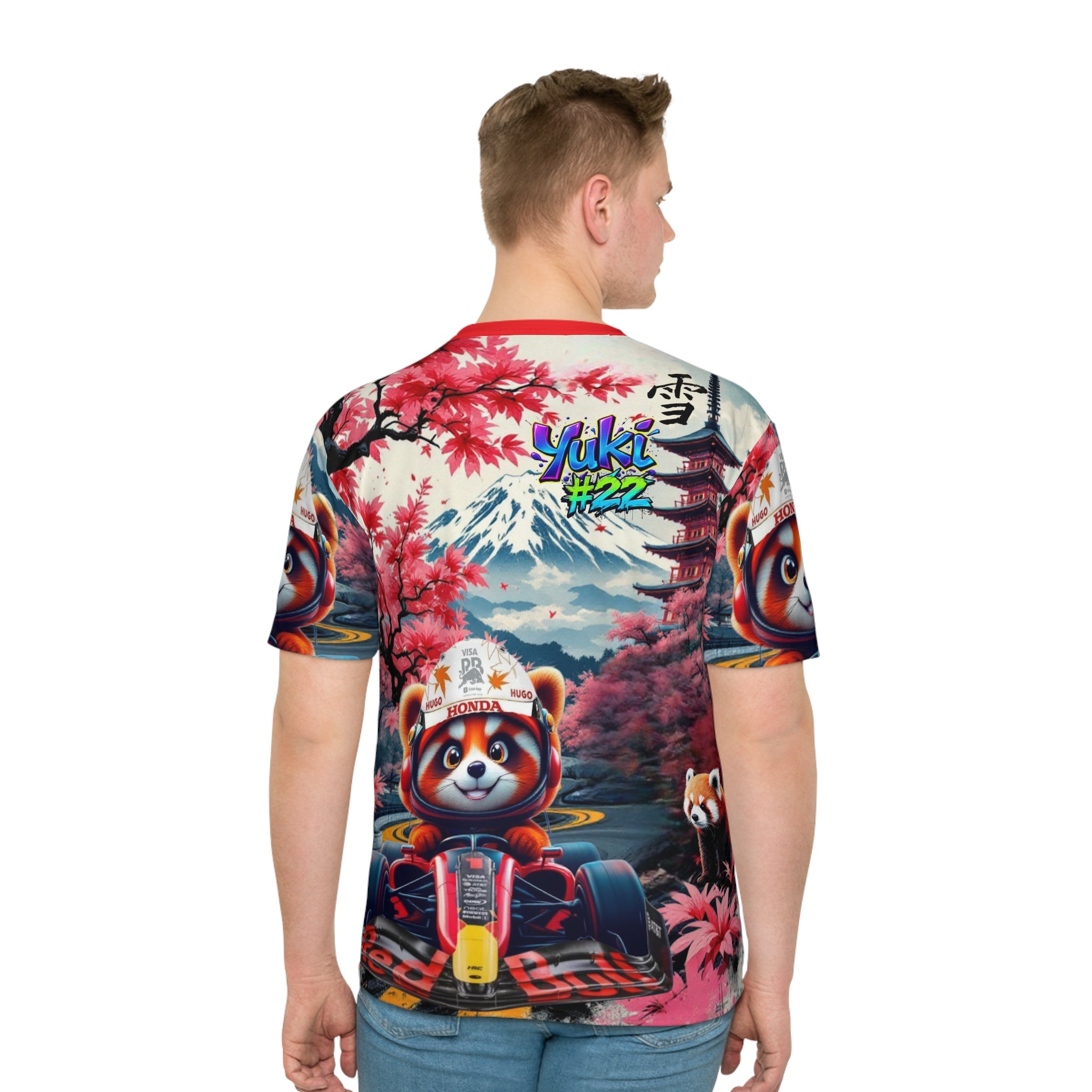 Yuki unisex Loose T-Shirt - Colorful Racing Design with Japanese Backdrop - Perfect for Motorsport Fans