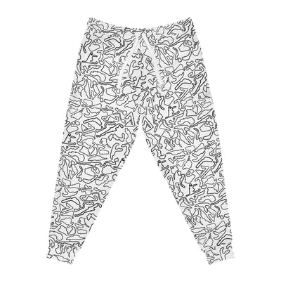 Black white Track Camo unisex Joggers, Casual Lounge