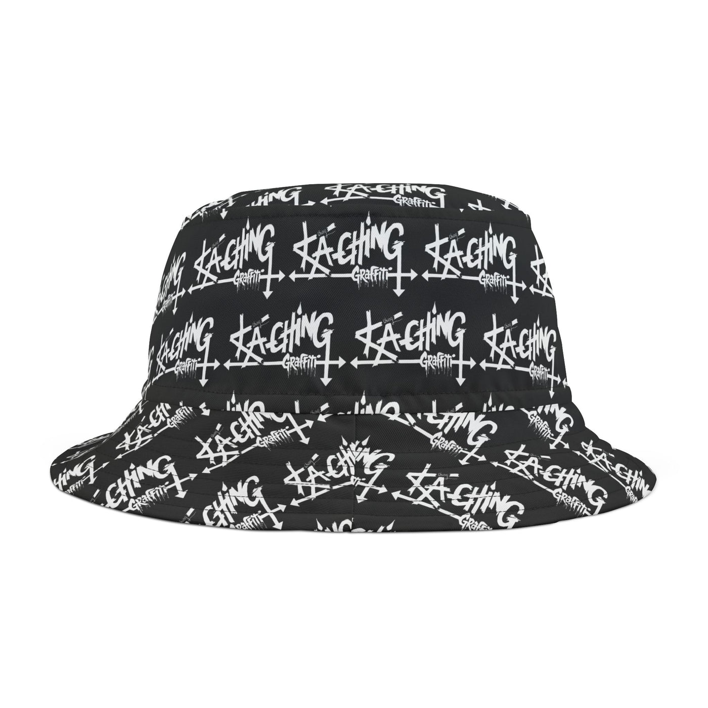 Ka-Ching Graffiti Black bucket hat , Festival Fashion, Gift for Fashion Lovers, AOP Design