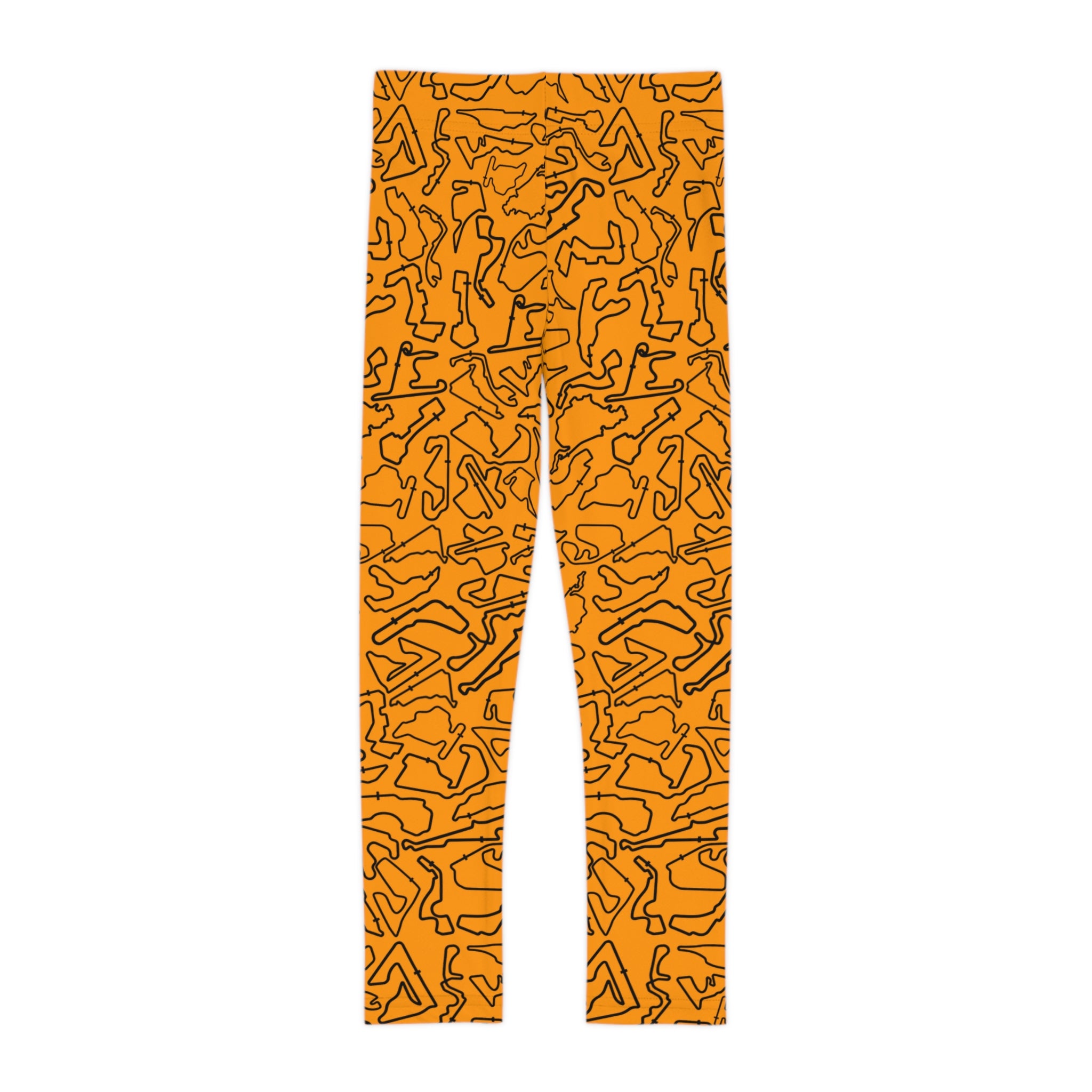 Black Orange Track print kids Leggings, Activewear, Fashionable
