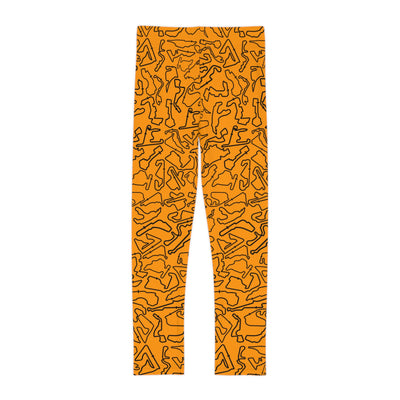 Black Orange Track print kids Leggings, Activewear, Fashionable
