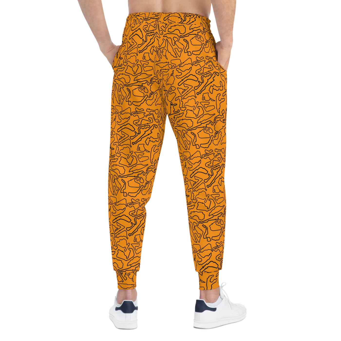 Black orange Track Camo unisex Joggers, Casual Lounge