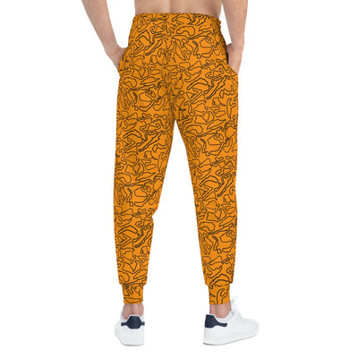 Black orange Track Camo unisex Joggers, Casual Lounge