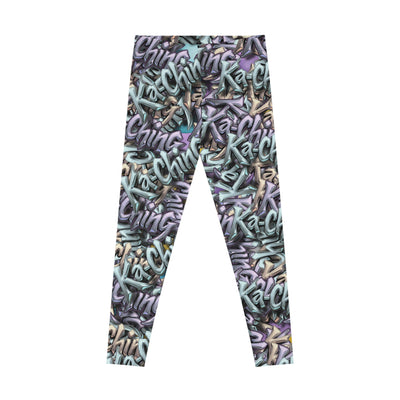 Ching Print Stretchy Pilates/Yoga pants for a Comfortable & Fun exercise session.