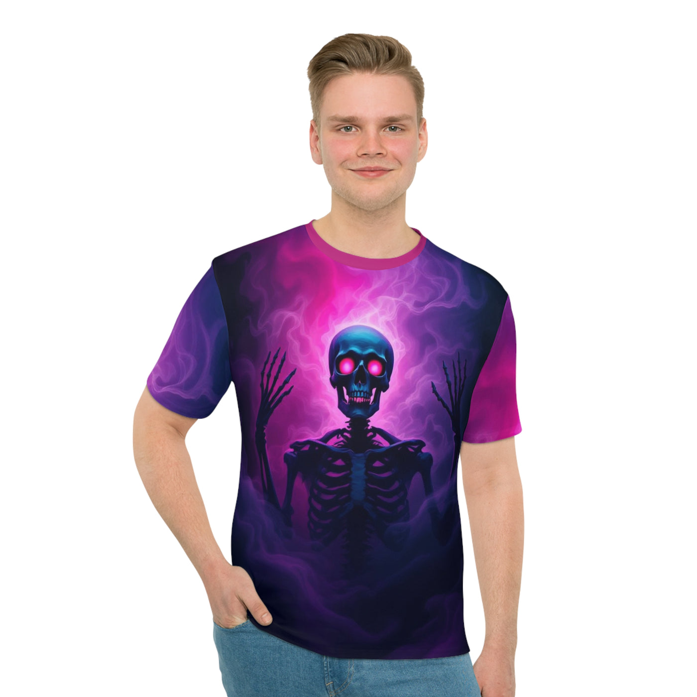 Unisex Skeleton pink smoke Graphic Tee,