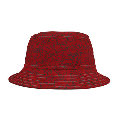 Dark Red Track Camo Bucket hat , Festival Fashion, Gift for Fashion Lovers, AOP Design