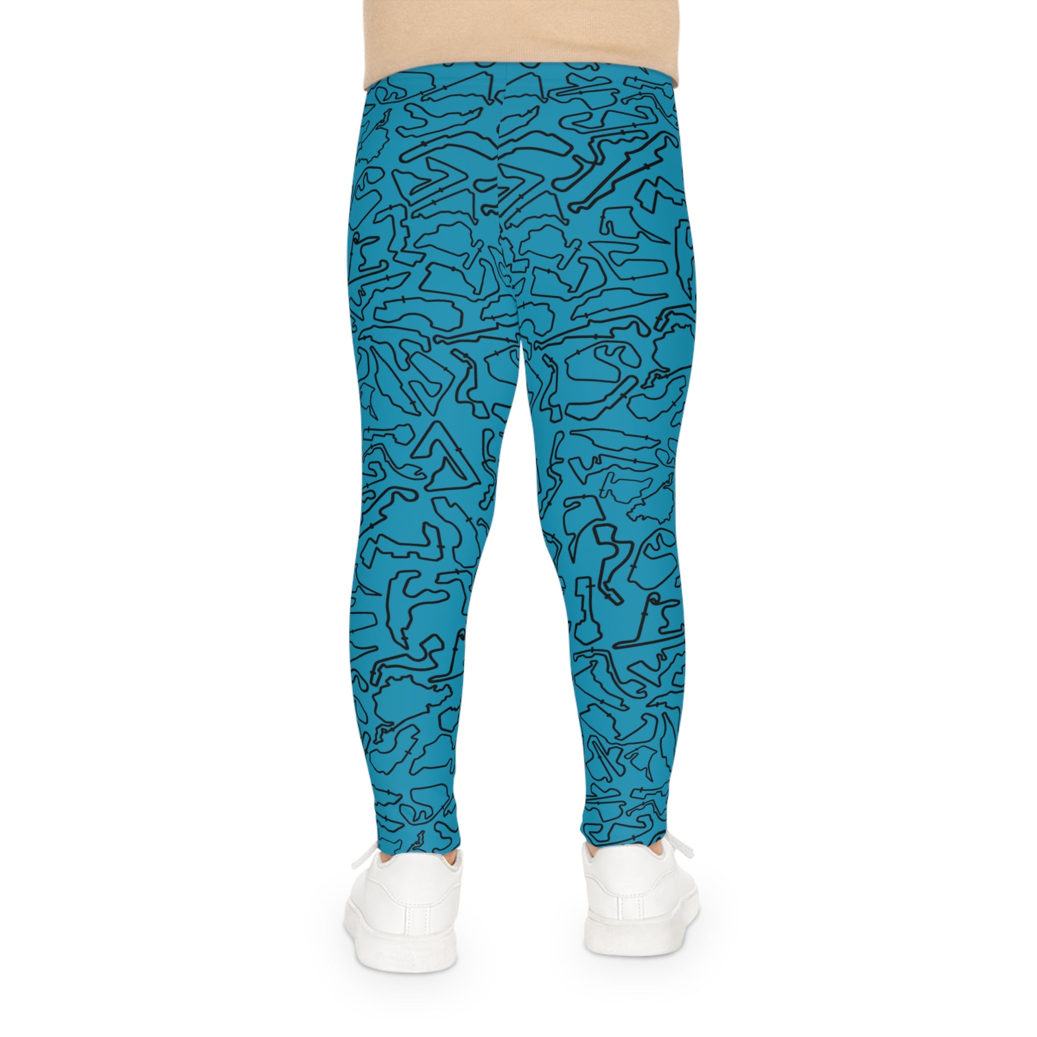 Black Teal Track print Teal kids Leggings, Activewear, Fashionable