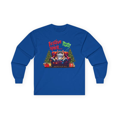 Grumpy Cat's Festive spirit, Unisex Long Sleeve Tee.