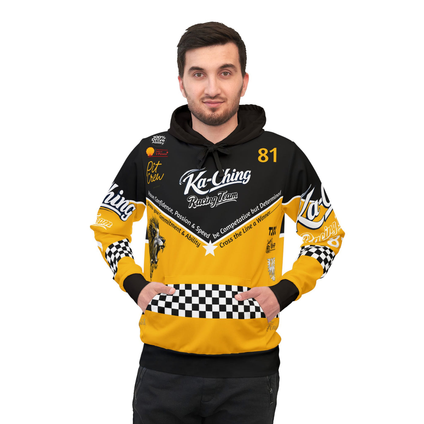 Ka-Ching Racing Hoodie unisex Motorsport Fans Yellow