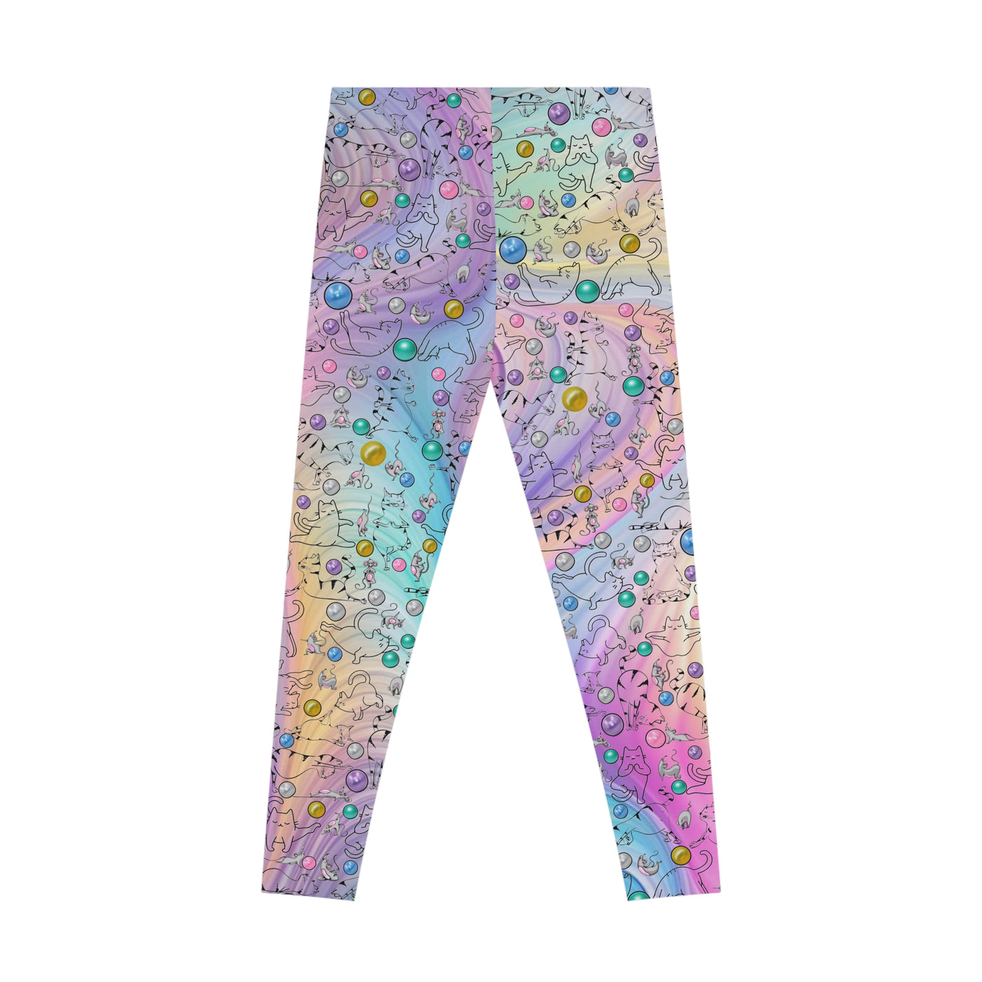 Playful Cat Print Stretchy Pilates/Yoga pants for a Comfortable & Fun exercise session. Multi